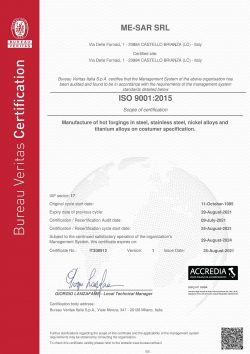 ME SAR srl - ISO 9001:2015 - 2024